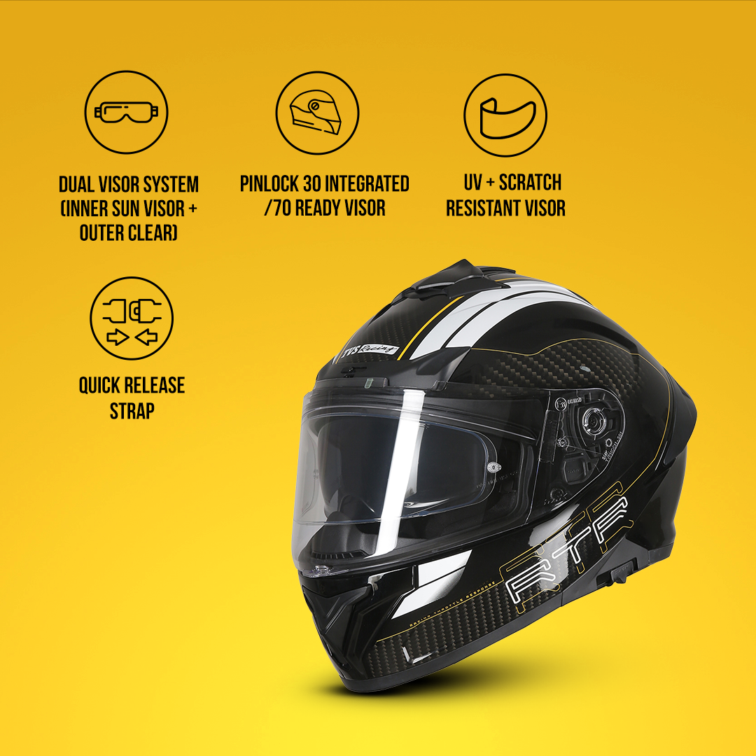 TVS Racing Hurricane Helmet Full-Face, Aerodynamic Design